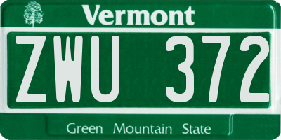 VT license plate ZWU372