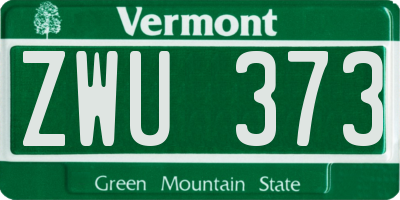VT license plate ZWU373