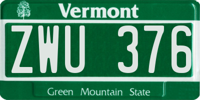 VT license plate ZWU376