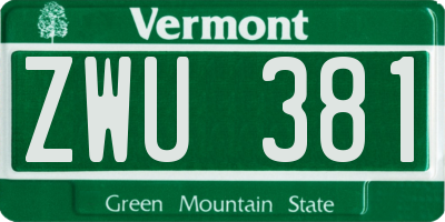 VT license plate ZWU381