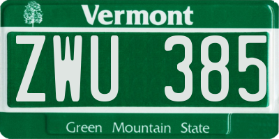 VT license plate ZWU385