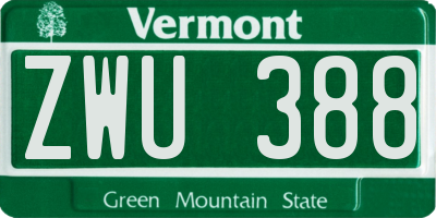 VT license plate ZWU388