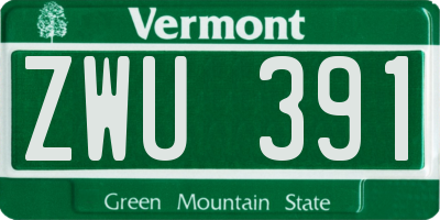 VT license plate ZWU391