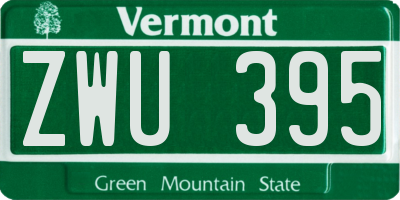 VT license plate ZWU395