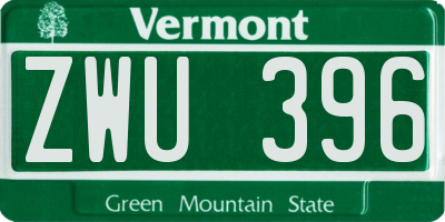 VT license plate ZWU396