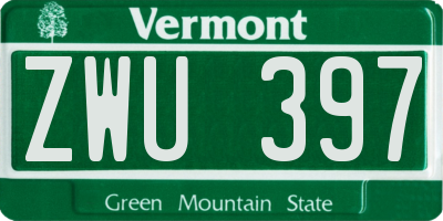 VT license plate ZWU397