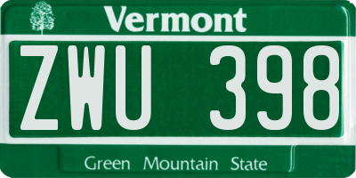 VT license plate ZWU398