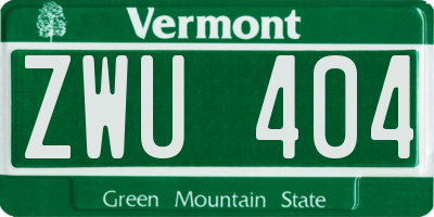VT license plate ZWU404