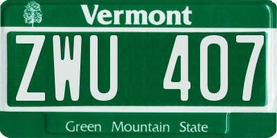VT license plate ZWU407