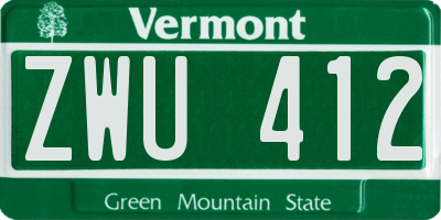 VT license plate ZWU412