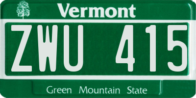 VT license plate ZWU415