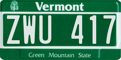 VT license plate ZWU417