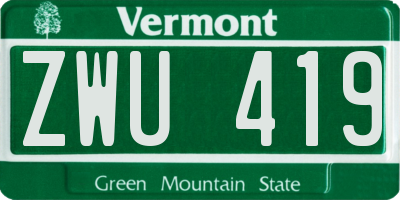 VT license plate ZWU419