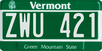 VT license plate ZWU421