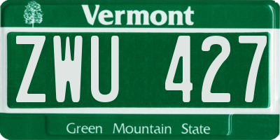 VT license plate ZWU427