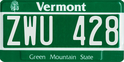 VT license plate ZWU428
