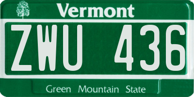 VT license plate ZWU436
