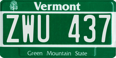 VT license plate ZWU437