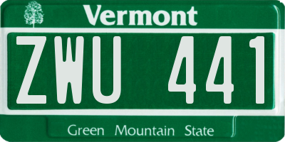 VT license plate ZWU441
