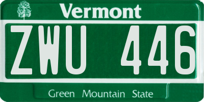 VT license plate ZWU446