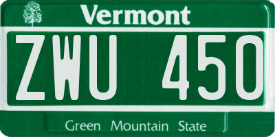 VT license plate ZWU450