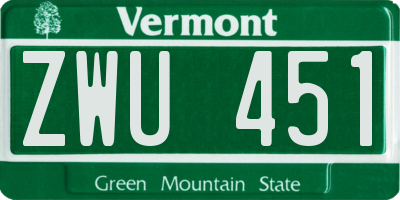 VT license plate ZWU451