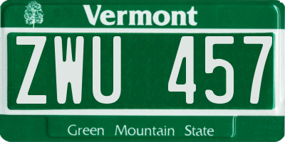 VT license plate ZWU457