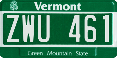 VT license plate ZWU461