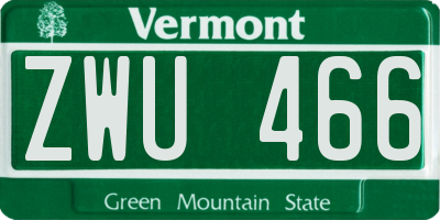 VT license plate ZWU466