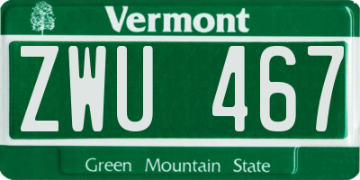 VT license plate ZWU467
