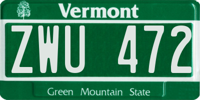 VT license plate ZWU472