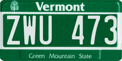 VT license plate ZWU473