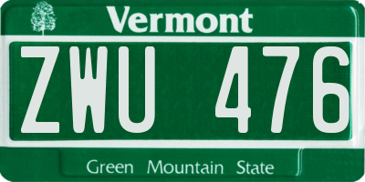 VT license plate ZWU476