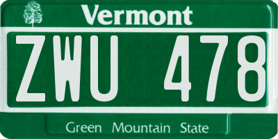 VT license plate ZWU478