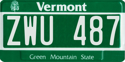 VT license plate ZWU487
