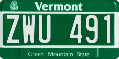 VT license plate ZWU491