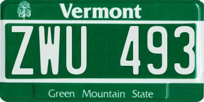 VT license plate ZWU493