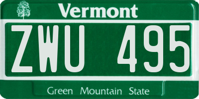 VT license plate ZWU495