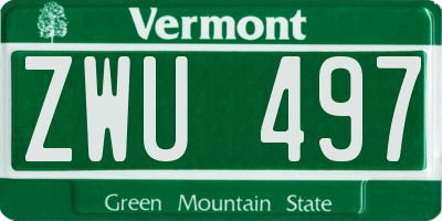 VT license plate ZWU497