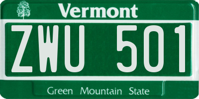 VT license plate ZWU501