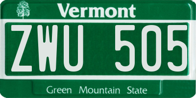 VT license plate ZWU505