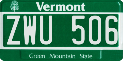VT license plate ZWU506