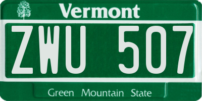 VT license plate ZWU507