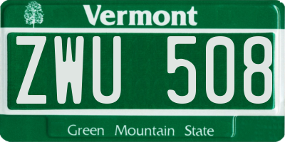 VT license plate ZWU508