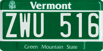 VT license plate ZWU516