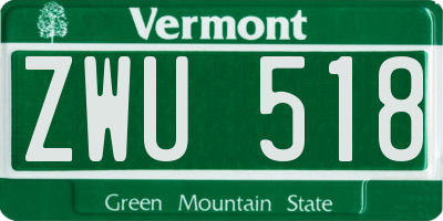 VT license plate ZWU518