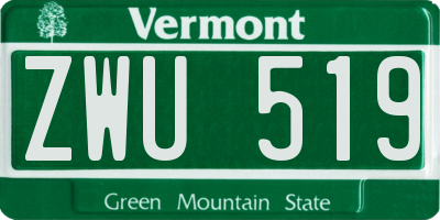 VT license plate ZWU519