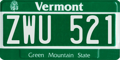 VT license plate ZWU521