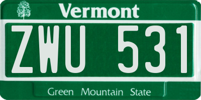 VT license plate ZWU531