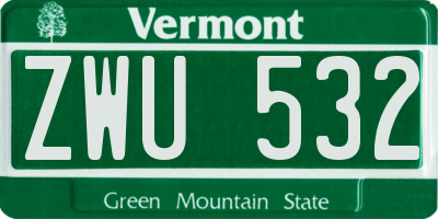 VT license plate ZWU532